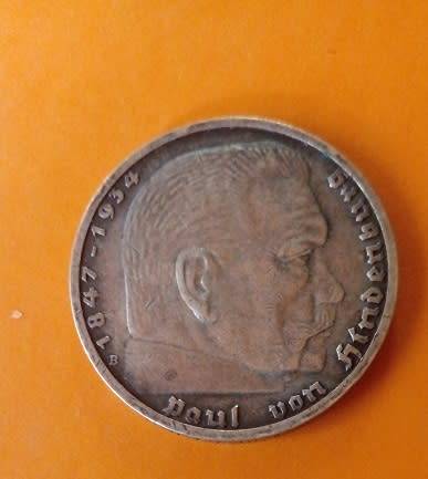 Germany -1939- 5 Reichsmark -Deutsches Reich -Paul von Hindenburg -Silver