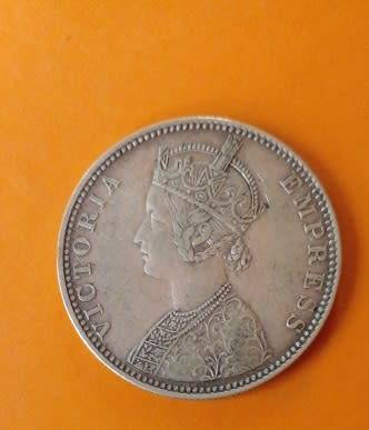 India -1890 -One Rupee -Silver.