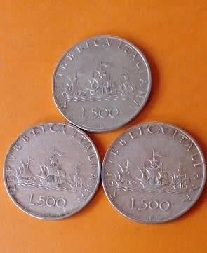 Italy -1960 -3 X 500 Lire - Columbus Ships -Silver Coins -One Bid for all.