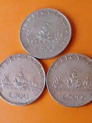 Italy -1960 -3 X 500 Lire - Columbus Ships -Silver Coins -One Bid for all.
