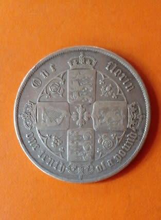 Great Britain -1865 -One Florin (Two Shillings)- Victoria -Silver
