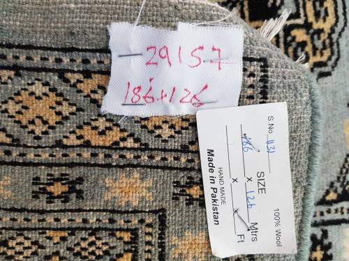 Fantastic Blue Grey BUKHARA PERSIAN CARPET 186 x 126 CM