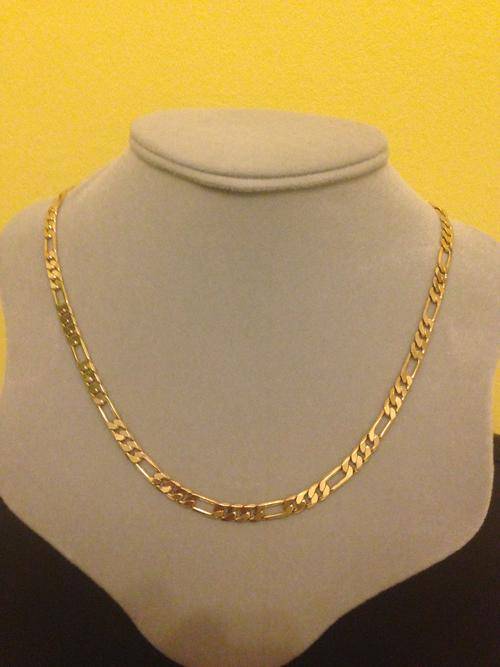 7mm Gold Figaro Necklace - High Quality 9ct Simulated Gold