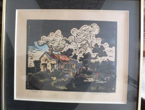 GREGOIRE BOONZAAIER LINO CUT - UNIQUE ARTIST PROOF SIGNED BY GREGOIRE