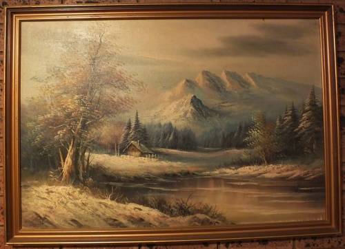 EXTRA LARGE OIL ON CANVASS SIGNED BY ARTIST J ELFORD
