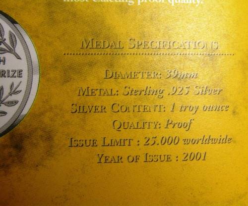 1993 NELSON MANDELA NOBEL PEACE LAUREATE MINT OF NORWAY SILVER