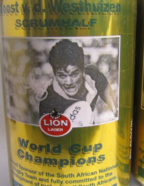 1995 RUGBY WORLD CUP MEMORABILIA 3 X COLLECTIBLE LION BEER CANS  AND COKE CAN (ALL FULL)