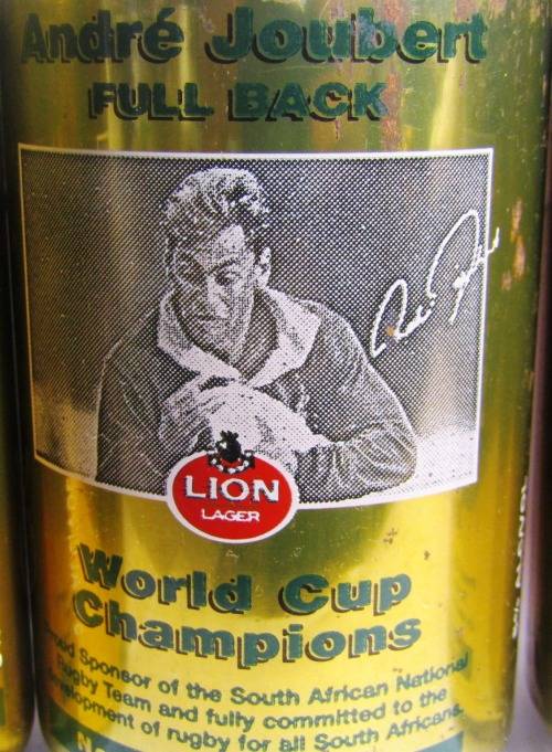 1995 RUGBY WORLD CUP MEMORABILIA 3 X COLLECTIBLE LION BEER CANS  AND COKE CAN (ALL FULL)