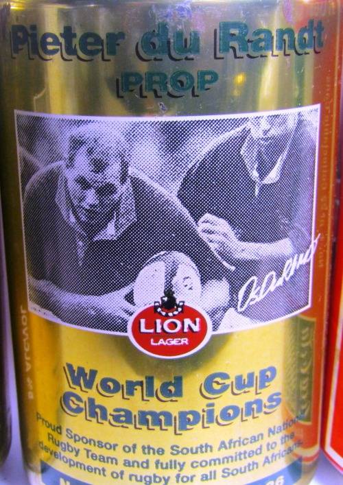 1995 RUGBY WORLD CUP MEMORABILIA 3 X COLLECTIBLE LION BEER CANS  AND COKE CAN (ALL FULL)