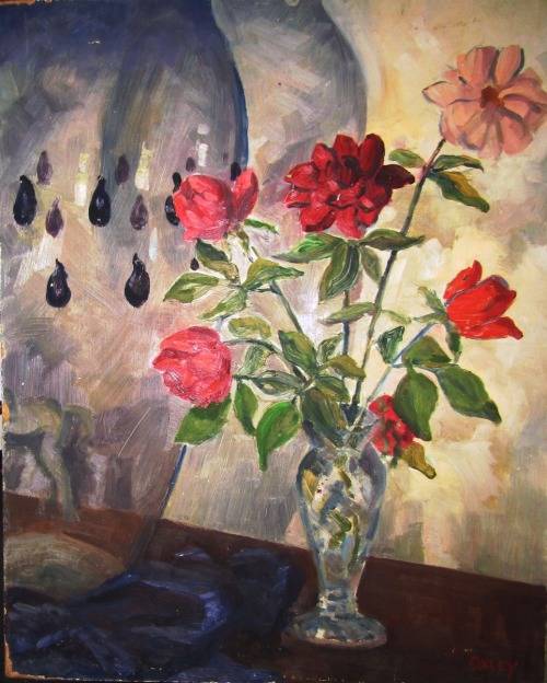 STILL LIFE OIL on BOARD BY Prof. OJP OXLEY #3 (Professor in Art -  Natal Tech Art  School 1940`s)