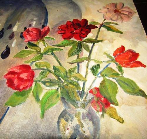 STILL LIFE OIL on BOARD BY Prof. OJP OXLEY #3 (Professor in Art -  Natal Tech Art  School 1940`s)