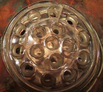 Old Copper Pot For Flower Arrangements With Glass Piece to Arrange Flowers