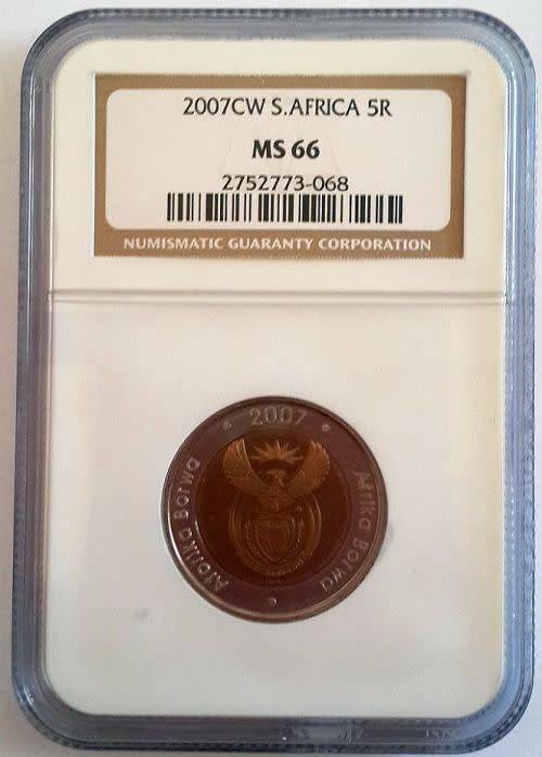 NGC Graded MS66 - 2007 Oom Paul R5 with CW MINT MARK - High Grade