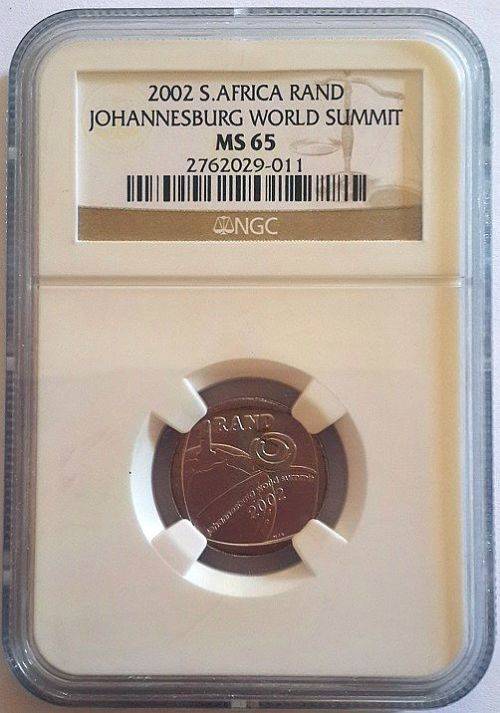 NGC Graded MS65 - 2002 Johannesburg World Summit R1 - High Grade