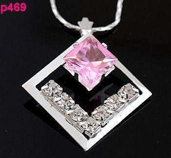 TWO PINK CRYSTAL NECKLACES + EARRINGS