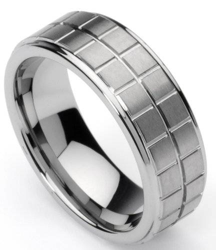 Men's Tungsten Ring/ Wedding Band, Boxed Design (IN STOCK)