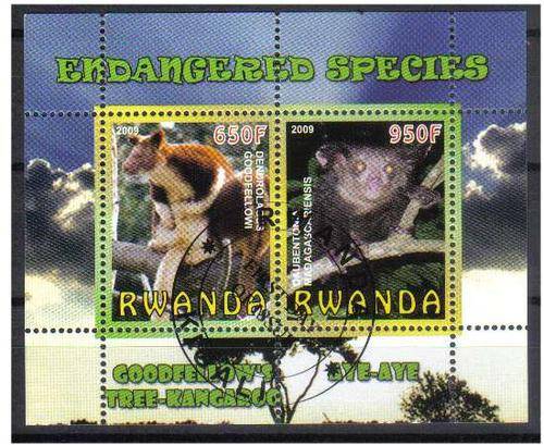 CINDERELLA SHEET - ENDANGERED SPECIES, CTO MS, Rwanda 2009