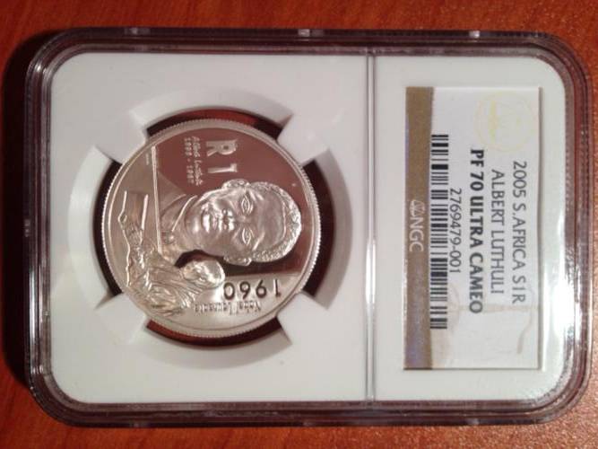 Albert Luthuli - PF70 ultra cameo Silwer R1. Only 31 graded to PF70