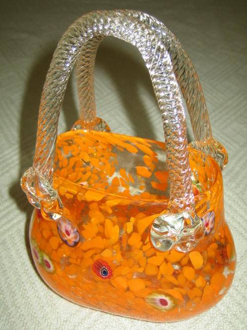 Coloured Glass Handbag shaped  vase