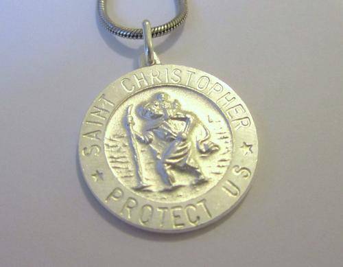 925 Sterling Silver SAINT CHRISTOPHER Pendant - Large (Made in Italy)
