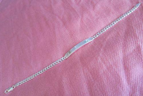 Sterling Silver Curb ID BRACELET (120 gauge - 20cm) Made in Italy - ENGRAVABLE --- *FREE ENGRAVING*