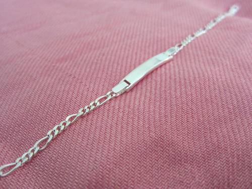 Sterling SIlver Figaro Link ID Bracelet (Made in Italy) ENGRAVABLE! --- *FREE ENGRAVING ON PLATE*