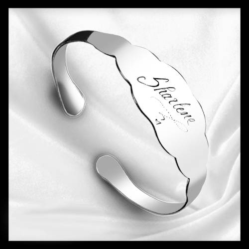 Stainless Steel Open Ended Bracelet with Engraving