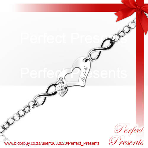 Stainless Steel Infinity Heart Bracelet with Free Engraving