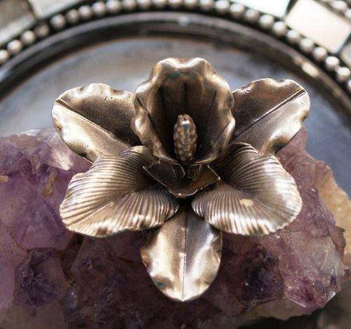 Sterling Silver Handmade Orchid Pendant 38 mm