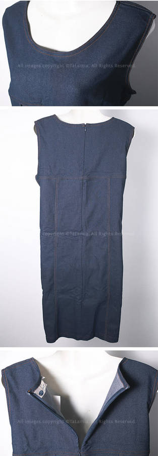 Ladies dark navy blue stretch denim sleeveless dress (large size)