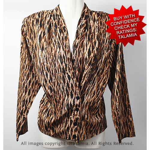 Womens animal print suplice drape neckline silk feel blouse