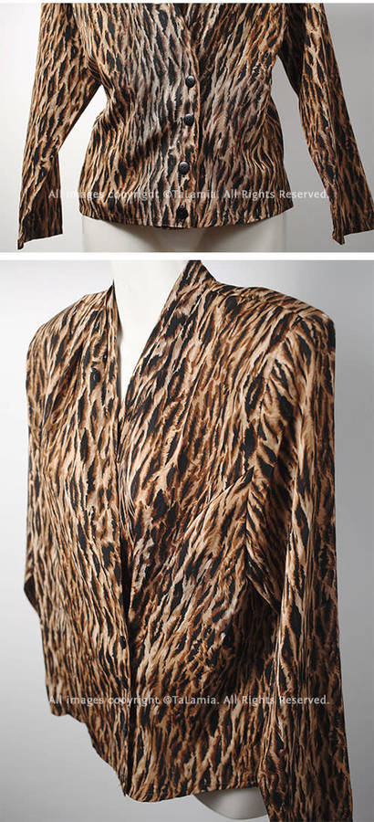 Womens animal print suplice drape neckline silk feel blouse