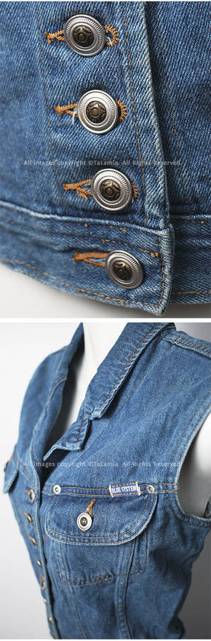 Womens BLUE SYSTEM denim crop vest jacket