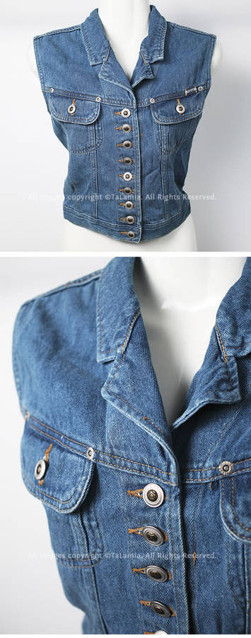 Womens BLUE SYSTEM denim crop vest jacket