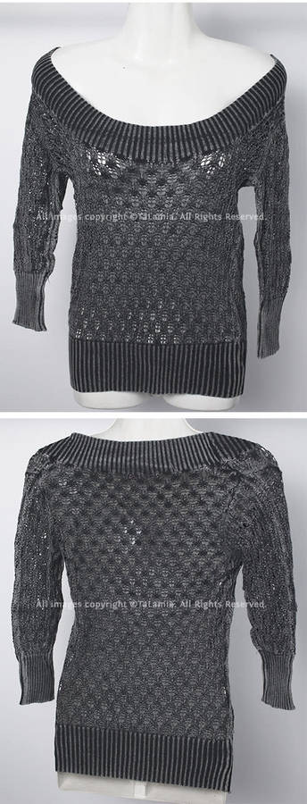 Ladies black grey wide neck or off shoulder jersey top