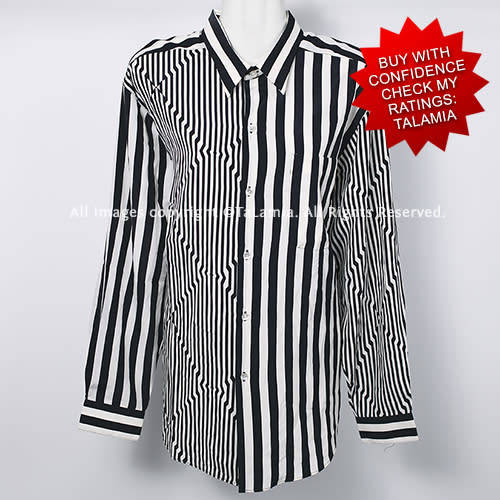 Womens black and white stripes blouse shirt