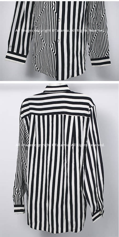 Womens black and white stripes blouse shirt