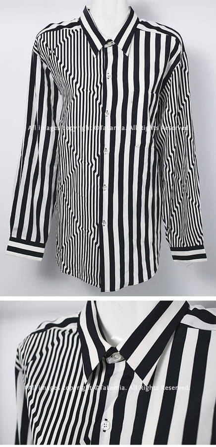 Womens black and white stripes blouse shirt