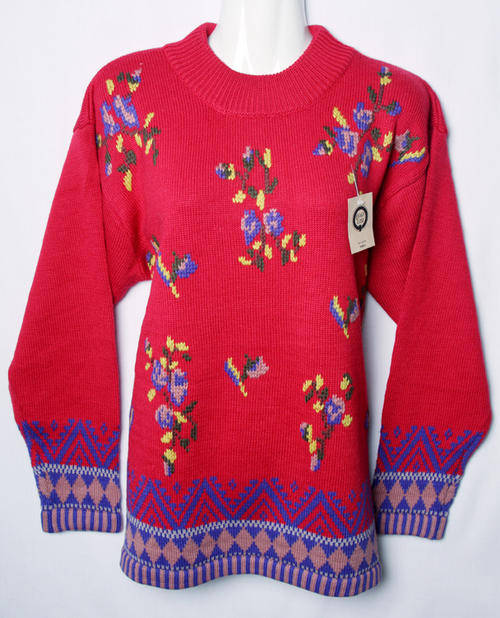 Red thick chunky knit ladies jersey