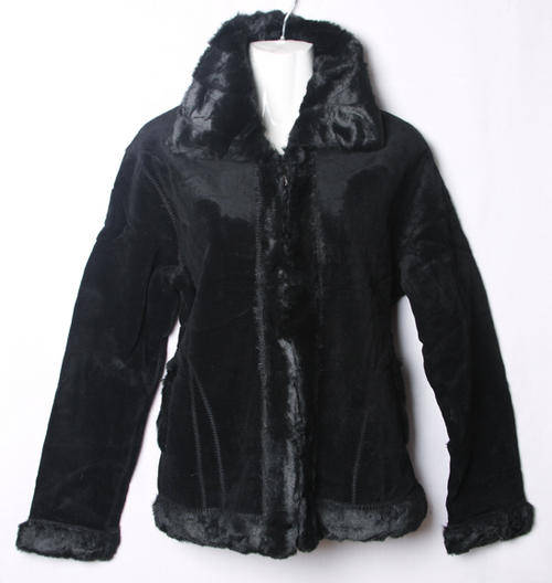 Womens beautiful black faux suede and fur jacket