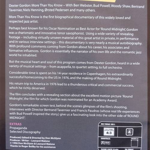 Dexter Gordon - More Than You Know [Import DVD] (2003)