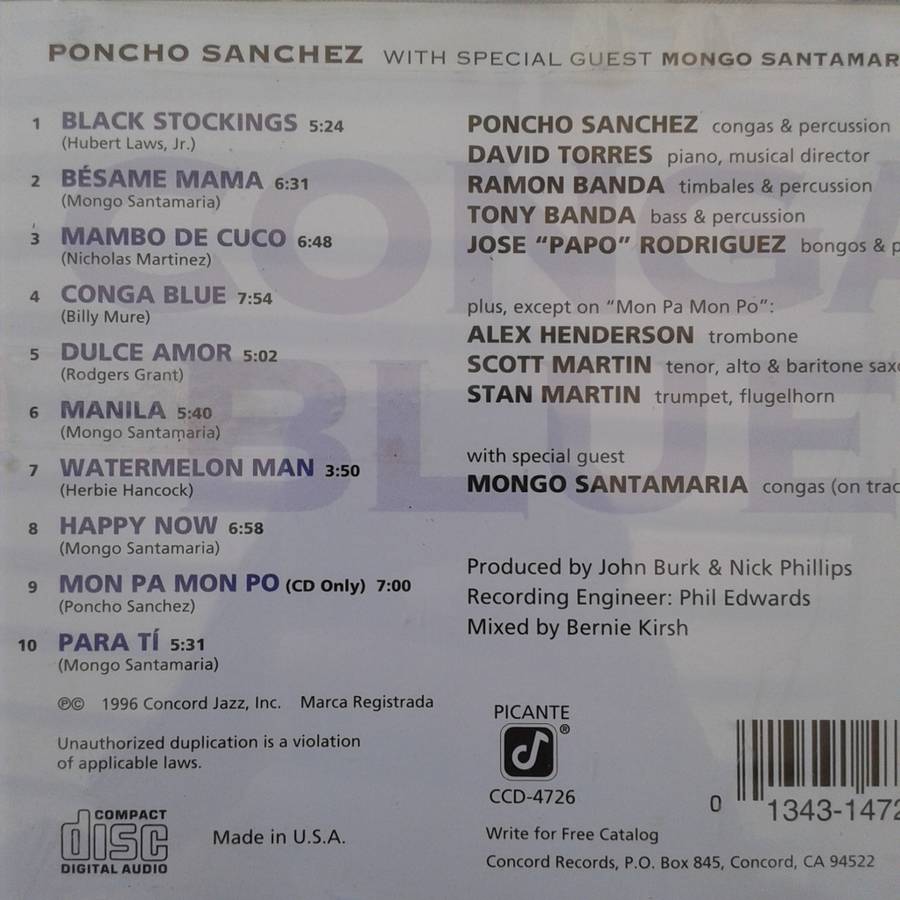 Poncho Sanchez / Mongo Santamaria - Conga Blue (1996)  *Latin/Afro-Cuban