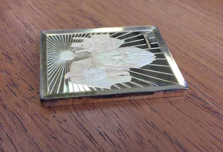 Ten Commandments by Tretchikoff precious metal medallion set. (Gold-plated sterling silver)