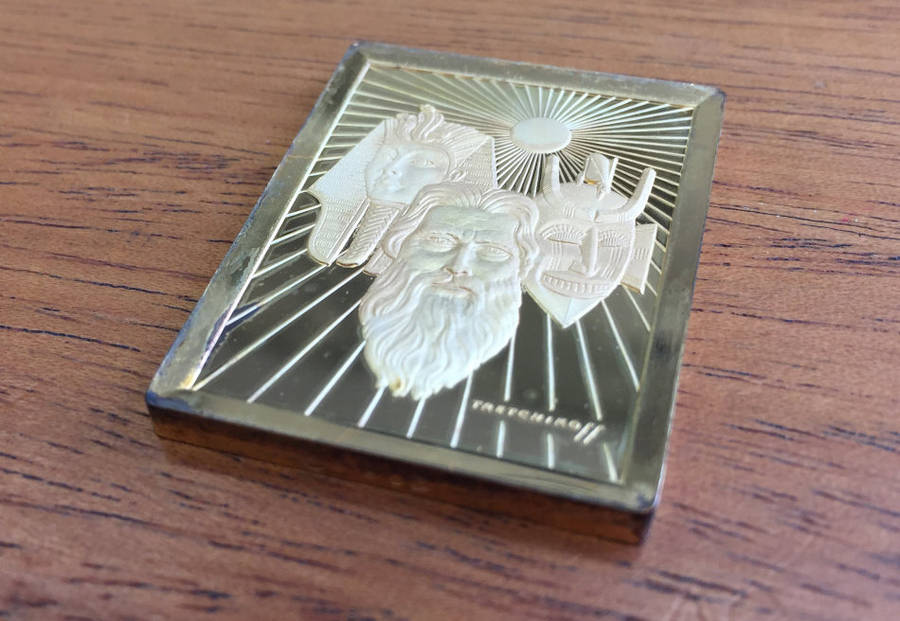 Ten Commandments by Tretchikoff precious metal medallion set. (Gold-plated sterling silver)