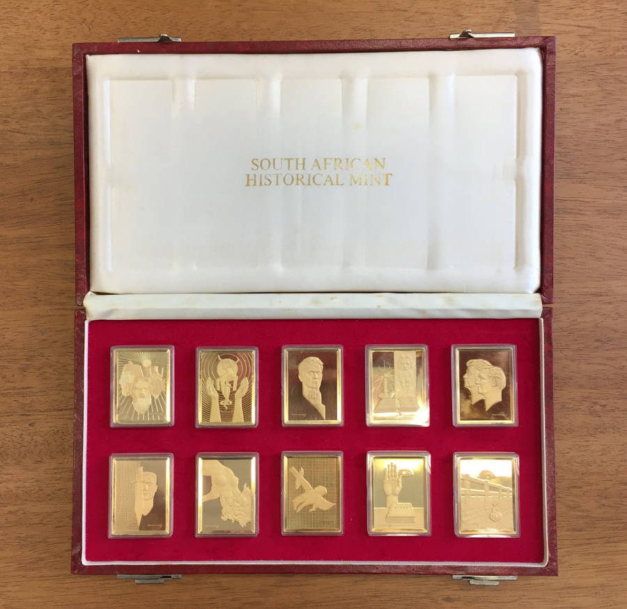 Ten Commandments by Tretchikoff precious metal medallion set. (Gold-plated sterling silver)