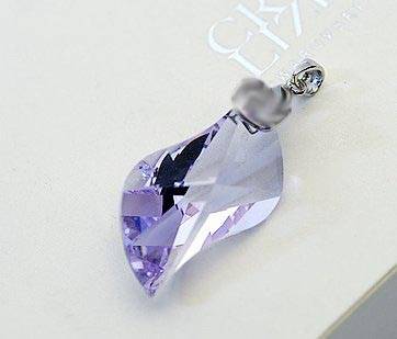 Genuine Swarovski crystal S-shape 8950 violet pendant with 925 sterling silver clasp