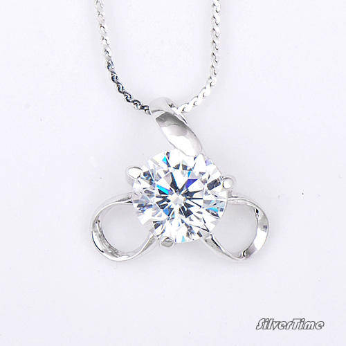 Brilliant Cupid Cutting Lab Created Diamond on White Gold-Plated Sterling Silver Pendant 50292