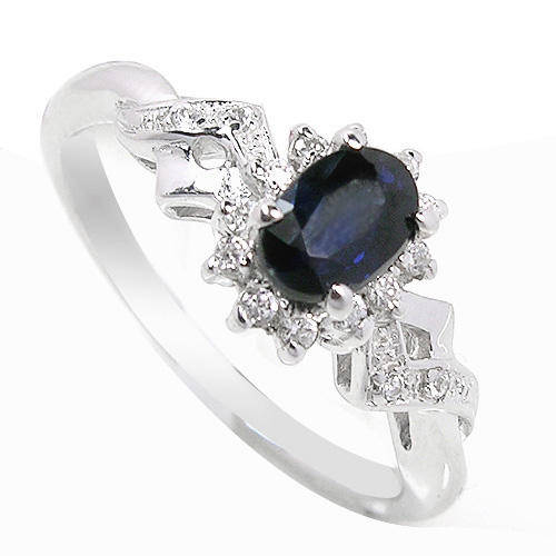 Natural Sapphire Sterling Silver Ring -With Certificate of Authenticity