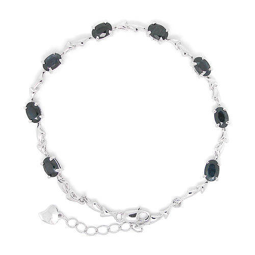 Natural Sapphire Sterling Silver Bracelet-With Certificate of Authenticity