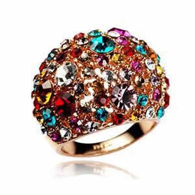 Huge Stunning 18KGP Cocktail Ring with Swarovski Crystal Elements
